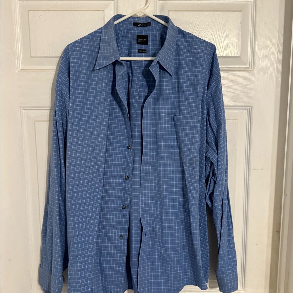 Blue Checkered Button-Up Shirt